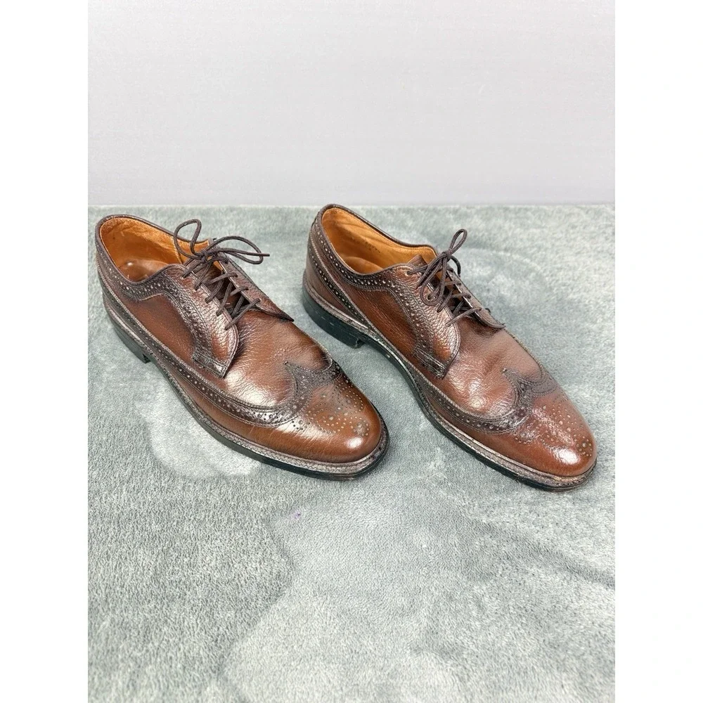 Vintage Florsheim Imperial Wingtip Oxford Shoes Brown Leather Men Size 9.5 B‎
